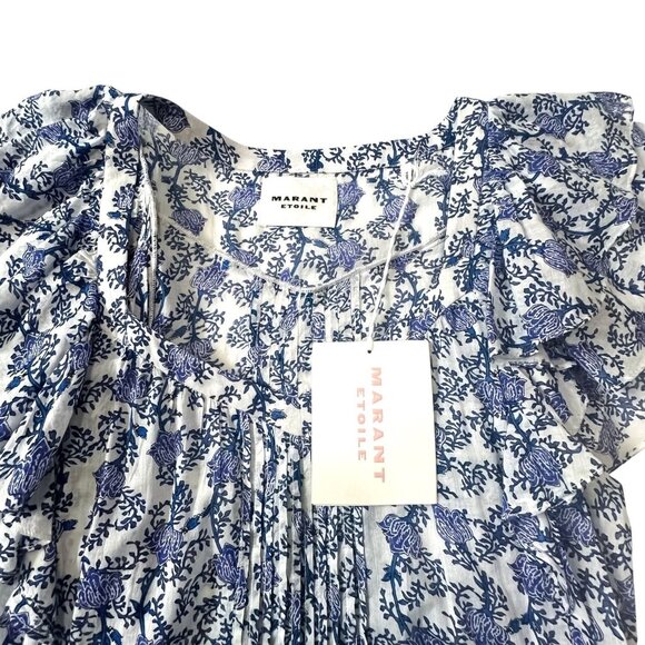 Isabel Marant Étoile Godrana Blue Floral Cotton Mini Dress FR 40, NWT - Picture 15 of 16